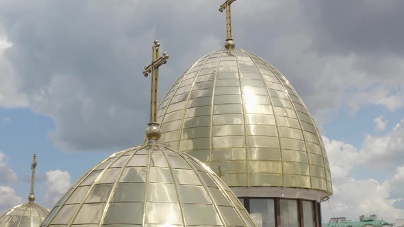 Dome of Church Aerial View Traditional Old Church in City Lviv Ukraine Cloudy Sky Background alt