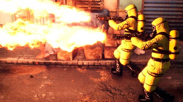 People Disinfect The Infected Area alt