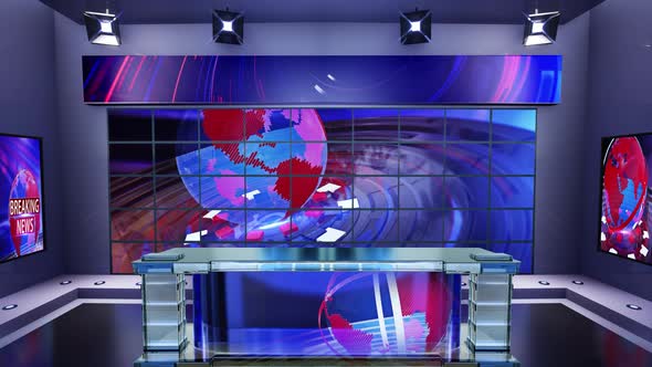 3D Virtual News Studio. Broadcaster Table With News Background 1 by  MUS_GRAPHIC_