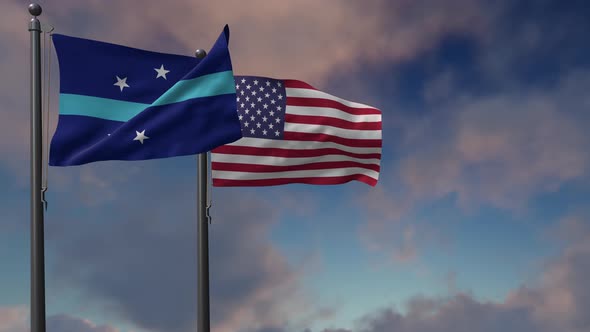 Anaheim City Flag Waving Along With The National Flag Of The USA - 4K alt