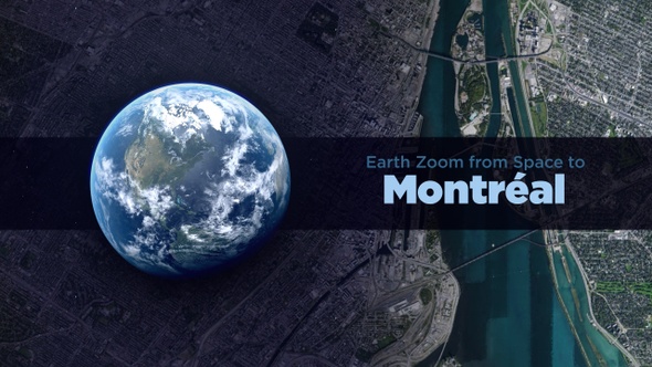 Montreal (Canada) Earth Zoom to the City from Space