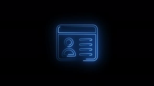 Stylish contact info icon animated with neon glowing. Blue color neon glowing icon. Vd 476