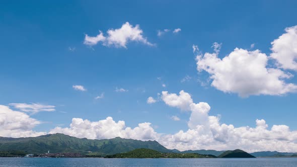 Sunshine blue sky with white cloud and sea alt