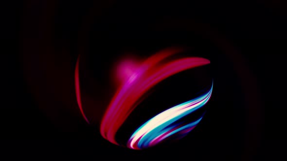 Abstract 3D sphere with fluorescent colors, seamless loop alt