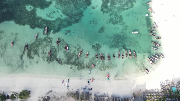 Boats in the Ocean Near the Coast of Zanzibar Tanzania alt
