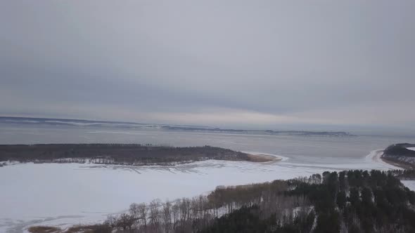 Winter River Bay And Forest