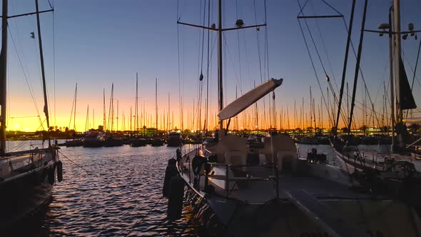 Sailing yachts in the port of Spain in winter