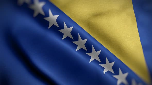 Bosnia and Herzegovina Flag Closeup Blowing In Wind alt