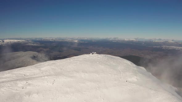 Beautiful Winter Aerial Flight Over Mountain Chain Landscape Adventure Hiking Trekking Ski Vacation alt