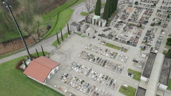Cemetery Aerial View Cloudy Winter