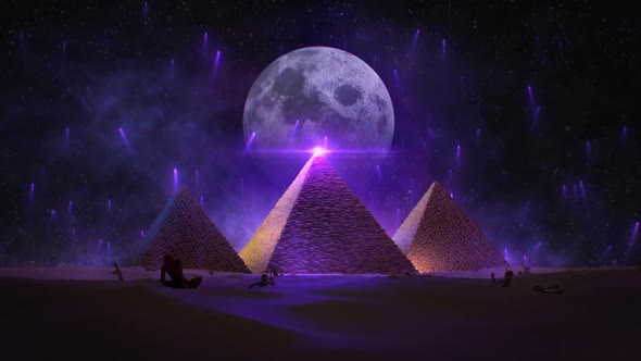 Full Moon Night and Pyramid