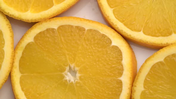 Orange Slices Closeup, Macro Food Summer Background, Fruits Top View. Rotate alt