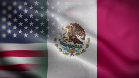 USA Mexico Flag Loop Background 4K