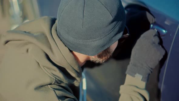 Criminal Bandit Job Burglar Hijacks Auto. Street Crime Violence Gangster Robber. Vandalism Crime. alt