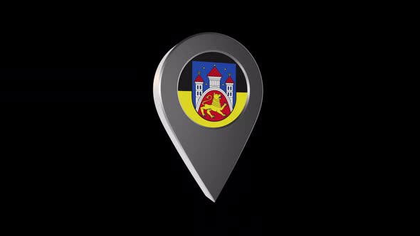 3d Animation Map Navigation Pointer With Flag Of Gottingen (Germany) With Alpha Channel - 2K alt