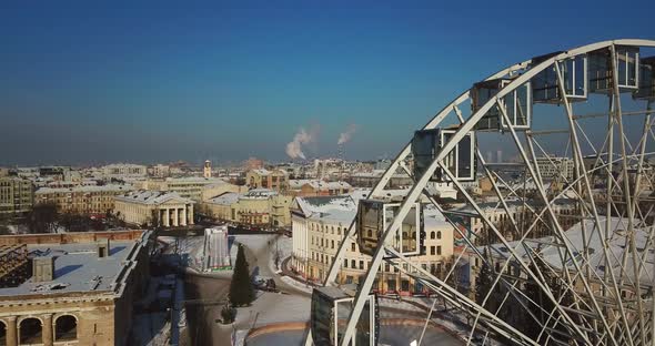 Kyiv Podil Ferris Wheel in Winter