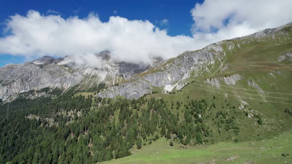 Aerial View Mountain Valley in the Albulapass in Swiss Alps alt