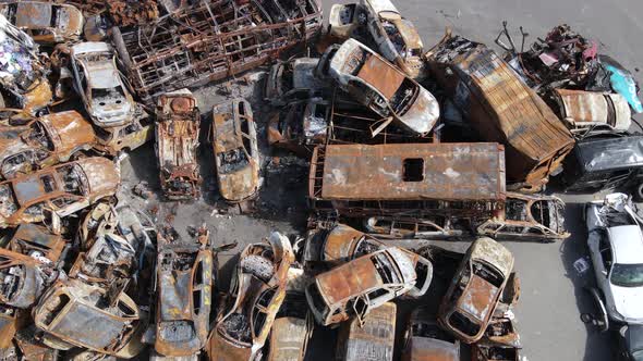 Destroyed and Shot Cars in the City of Irpin Ukraine  the Consequences of the War alt