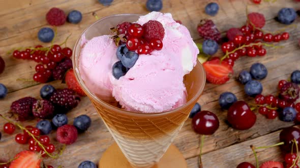 Forest Fruits Ice Cream in Cup Rotating