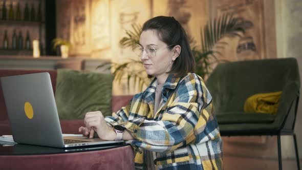 Modern Woman With Laptop At Home alt