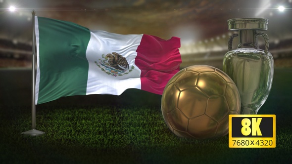 8K Mexico Flag with Football And Cup Background Loop alt