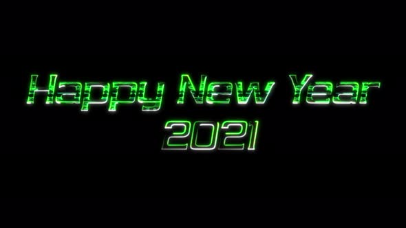 Happy New Year 2021 neon seamless animation.
