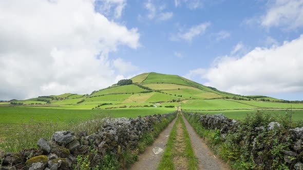 Rural landscape with country road, Azores, Portugal