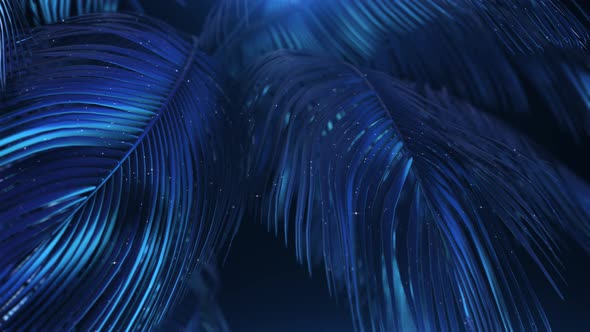 Blue-violet Abstract Palms with Glitter alt