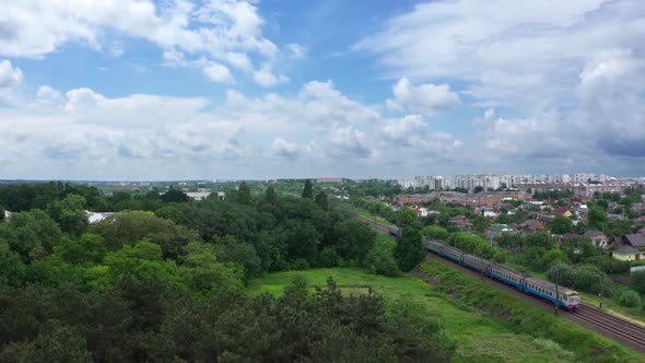 Aerial View Suburban Trains alt