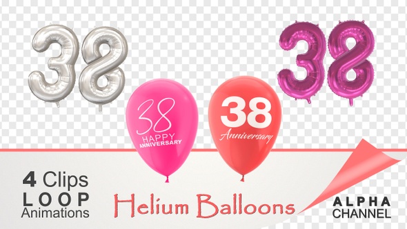 38 Anniversary Celebration Helium Balloons Pack