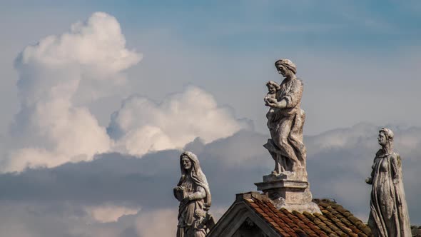 Incredible timelapse of the Virgin Mary statue and surrounding Saint statues on the roof of the Basi alt