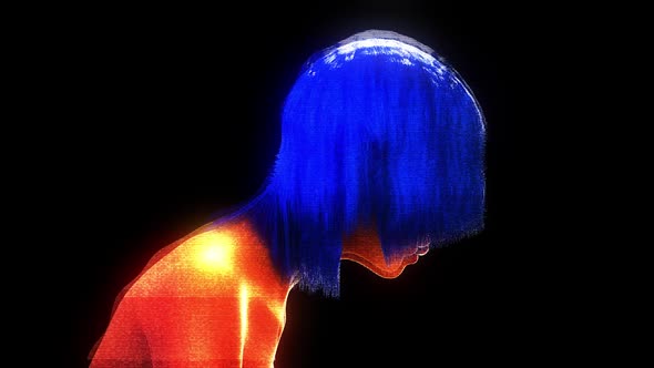 Futuristic Blue Hair Girl Hologram V3 Hd