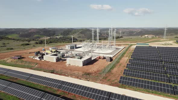 Utility-scale solar in Lagos, Portugal. Solar panels and solar power plant.
