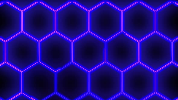 Abstract seamless 4K video animation. Video animation of glowing neon abstraction honeycomb
