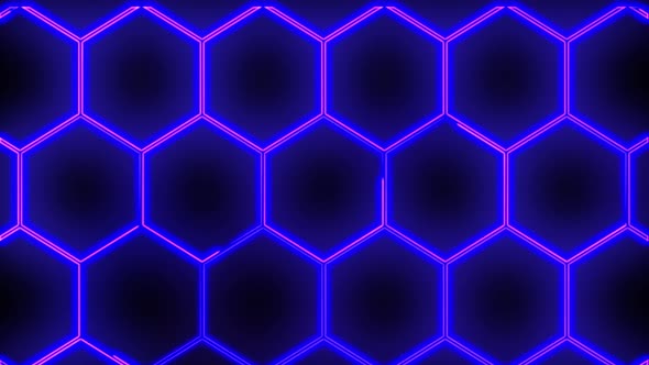 Abstract seamless 4K video animation. Video animation of glowing neon abstraction honeycomb alt