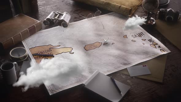 Vintage Travel World Map Country Puerto Rico Location alt