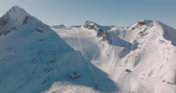Drone Flight In Winter Over Kitzsteinhorn Mountain Ski Slope alt