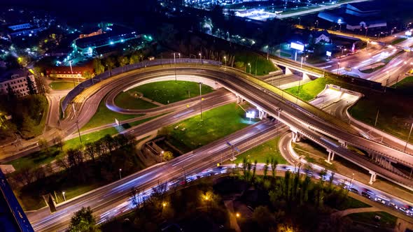 Freeway Intersection Traffic Trails in Night Moscow alt
