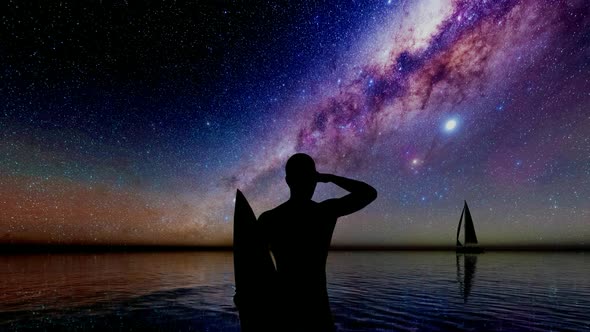 Surfer and Milkyway Landscape alt