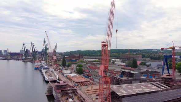 Dockyard Crane And Ships