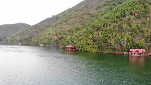 The big reservoir of Srinagarind Dam in Kanchanaburi Thailand. alt