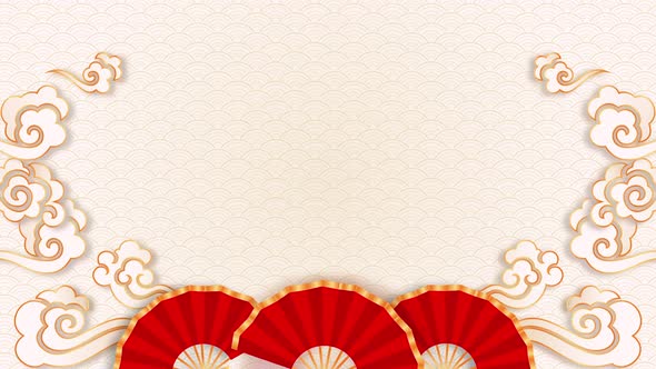 Chinese new year background motion graphic with oriental style decorations