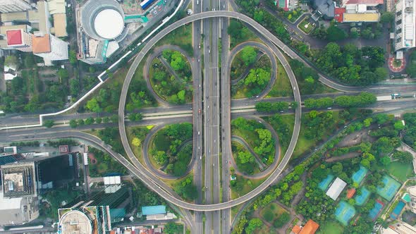 aerial view of semanggi bridge in jakarta selatan. Jakarta, Indonesia