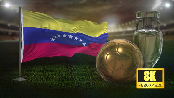 8 K Venezuela Flag with Football And Cup Background Loop alt