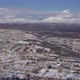 Winter Top View of Petropavlovsk City on Background Active Volcanoes Time Lapse - VideoHive Item for Sale