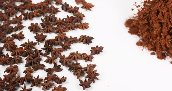Star Anise illicium verum,, spice falling against White Background, Slow Motion 4K alt