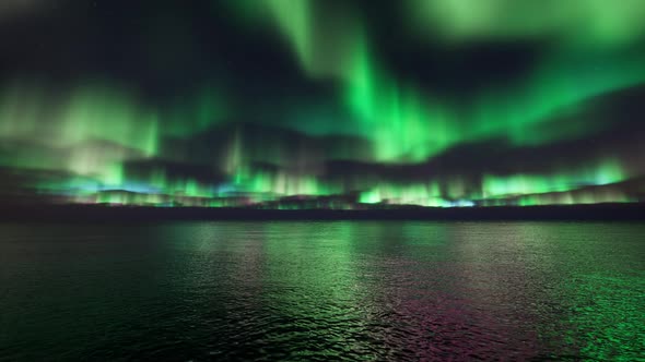 Aurora Borealis Over Ocean