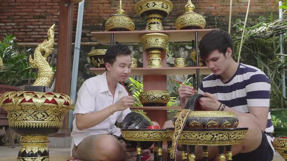 Man Learning To Make Lao Lacquer Ware alt