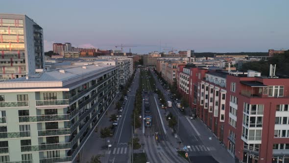 Aerial View of Stockholm City Street