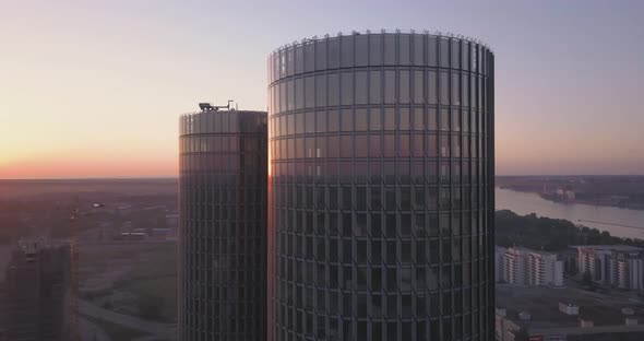 aerial view on the Z-Towers in the center of Riga alt